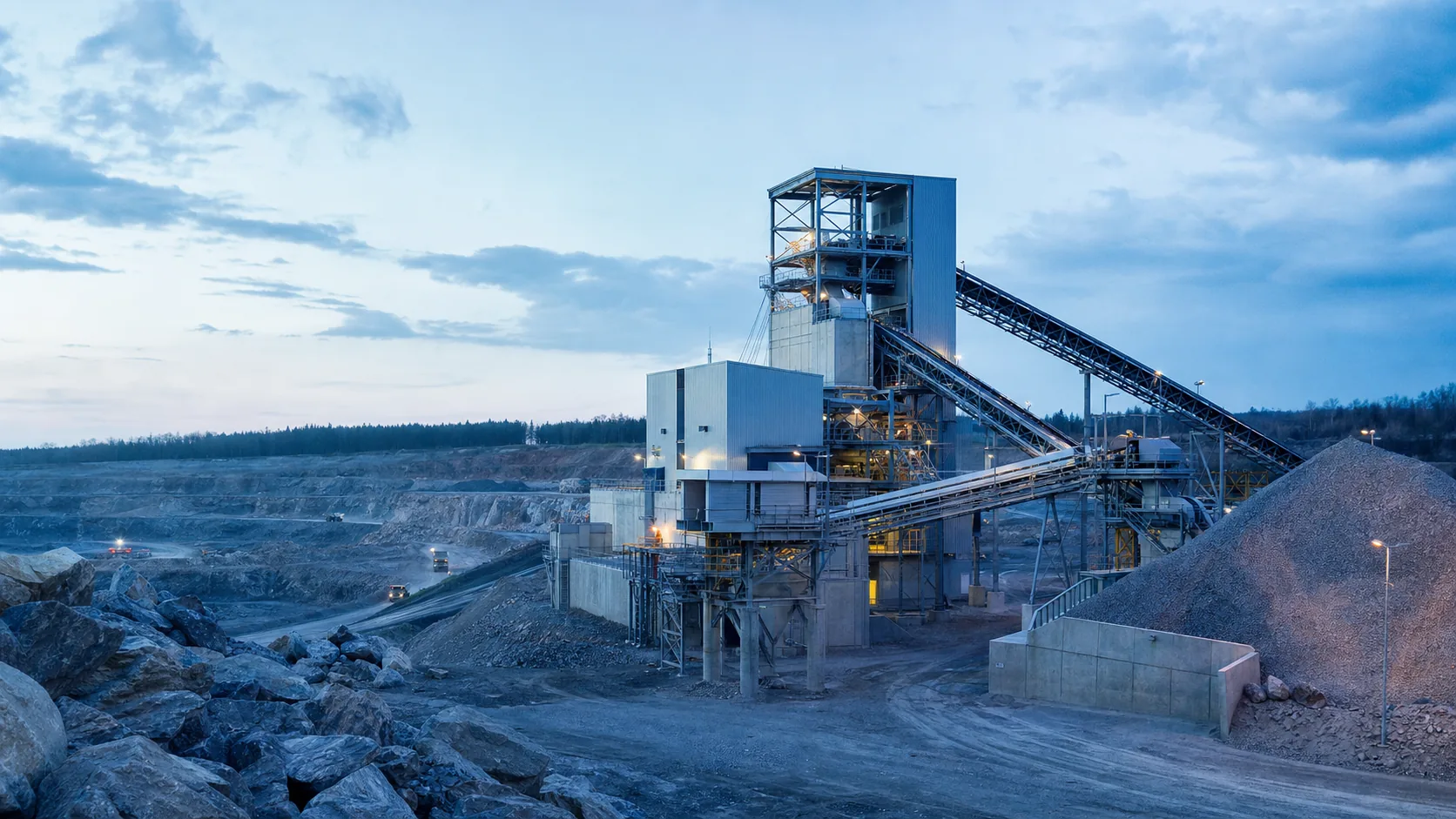Mining & Bulk Materials — Wear protection for crushers, hoppers, chutes, conveyors, fans and pipelines handling abrasive bulk materials.